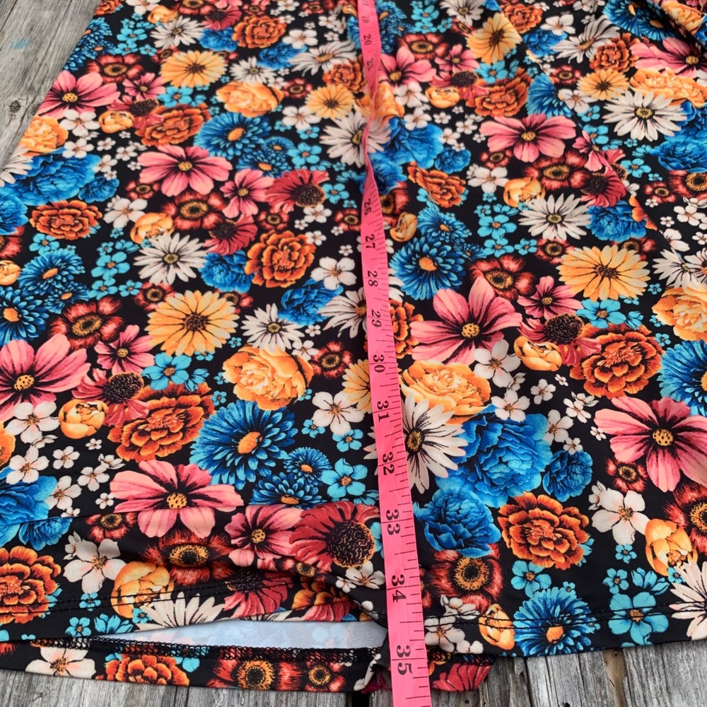 Floral Print Skirt High Waist Slit Hem Midi‎ Colorful Flowers  Womens - Picture 6 of 9